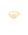 Anel Zirconia Oval Tamanho 13 Banhado a Ouro 18K