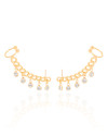 Brinco Ear Cuff Elos Vazados Ponto de Luz Cristal Banhado a Ouro 18K