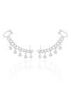 Brinco Ear Cuff Elos Vazados Ponto de Luz Cristal Ródio Branco