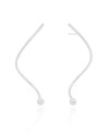 Brinco Fio Espiral Bola Lisa Ródio Branco