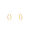 Brinco Oval Torcido Cravejado Cristal Banhado a Ouro 18K