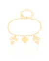 Pulseira Filho e Filha com Coração Amor Banhado a Ouro 18K