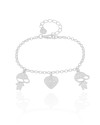 Pulseira Filhos Meninos com Coração Amor Ródio Branco