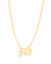 Gargantilha Filhas Duas Meninas com Coração Cristal Banhado a Ouro 18K - 45 cm