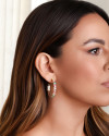 Brinco Argola Zircônias Coloridas Retangular Banhado a Ouro 18K