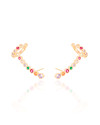 Brinco Ear Cuff Cravejado Redondo Colorido Banhado a Ouro 18K
