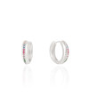 Brinco Argola Cravejada Colorida 1.9 cm Ródio Branco