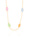 Choker Navetes Coloridos Banhado a Ouro 18K