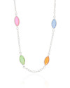 Choker Navetes Coloridos Ródio Branco