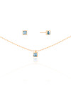 Conjunto Turquesa Cravejado Banhado a Ouro 18K