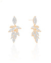 Brinco Folhas Cravejadas Cristal Banhado a Ouro 18K