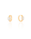 Brinco Argola Detalhada Cravejada Cristal Banhado a Ouro 18K