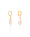 Brinco Argola Cravejada com Pérola Gota Banhado a Ouro 18K