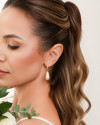 Brinco Argola Cravejada com Pérola Gota Banhado a Ouro 18K