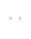 Brinco Ponto de Luz Oval Cravejado Cristal Banhado a Ouro 18K