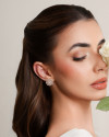 Brinco Flor Cravejado Cristal 1.7 cm Banhado a Ouro 18K
