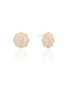 Brinco Flor Cravejado Cristal 1.7 cm Banhado a Ouro 18K