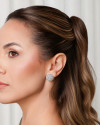 Brinco Flor Cravejado Cristal 1.7 cm Ródio Branco
