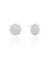 Brinco Flor Cravejado Cristal 1.7 cm Ródio Branco