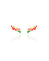 Brinco Ear Cuff Cristais Coloridos Banhado a Ouro 18K