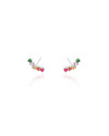 Brinco Ear Cuff Zircônias Coloridas Ródio Branco