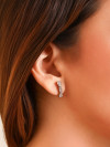 Ear Hook Geométrico Cristal Ródio Branco