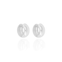 Brinco Argola Abaulada Lisa 2 cm Ródio Branco