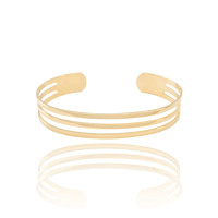 Bracelete Vazado Três Filetes Lisos 1 cm Banhado a Ouro 18K