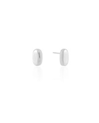 Brinco Oval Liso 1.2 cm Ródio Branco