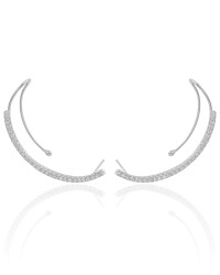 Ear Cuff Cravejado Cristal Ródio Branco
