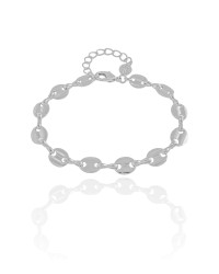 Pulseira Plaquinhas Lisas 7 mm Ródio Branco