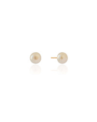 Brinco Pérola Achatada 8 mm Banhado a Ouro 18K