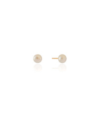 Brinco Pérola Achatada 6 mm Banhado a Ouro 18K