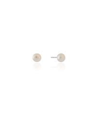 Brinco Pérola Achatada 6 mm Ródio Branco