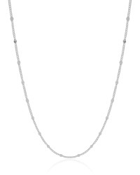 Gargantilha Longa Grumet Plaquinhas Ródio Branco - 80 cm