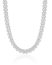 Choker Malha Relógio 8 mm Ródio Branco