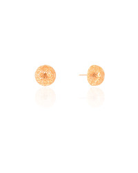 Brinco Meia Bola Detalhada Vazada 1.2 cm Banhado a Ouro 18K