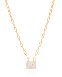 Gargantilha Elos Retângulo Cristal Banhado a Ouro 18K - 45 cm