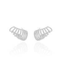 Ear Cuff Filetes Lisos 1.5 cm Ródio Branco