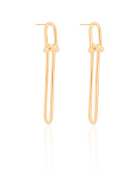Brinco Elos U Balanço 6.0 cm Banhado a Ouro 18K