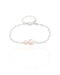 Pulseira Elos Pérolas Ródio Branco