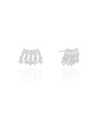 Brinco Navetes Pontos de Luz Cristal Ródio Branco