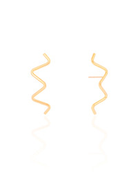 Brinco Fio Zig Zag Banhado a Ouro 18K