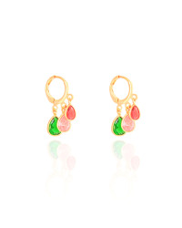 Brinco Argola Click Gotas Coloridas 2.5 cm Banhado a Ouro 18K