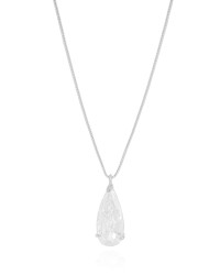 Gargantilha Longa Gota Cristal 2.6 cm Ródio Branco - 60 cm