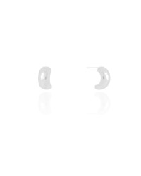 Brinco Meia Argola Lisa 1.2 cm Ródio Branco