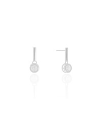 Brinco Palito Tubo Ponto de Luz Cristal Ródio Branco