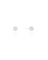 Brinco Bola Cravejada Cristal 7 mm Ródio Branco
