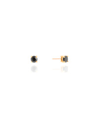 Brinco Ponto de Luz Onix 5 mm Banhado a Ouro 18K