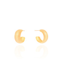 Brinco Argola Texturizada 1.7 cm Banhado a Ouro 18K